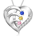 Easycosy Custom Name Necklace with Birthstones Mothers Day Gifts for Mom, Wife, Customized Promise Necklace Heart Pendant with Engraved 2-6 Names - Birthday Jewelry Gifts for Women Grandma Her