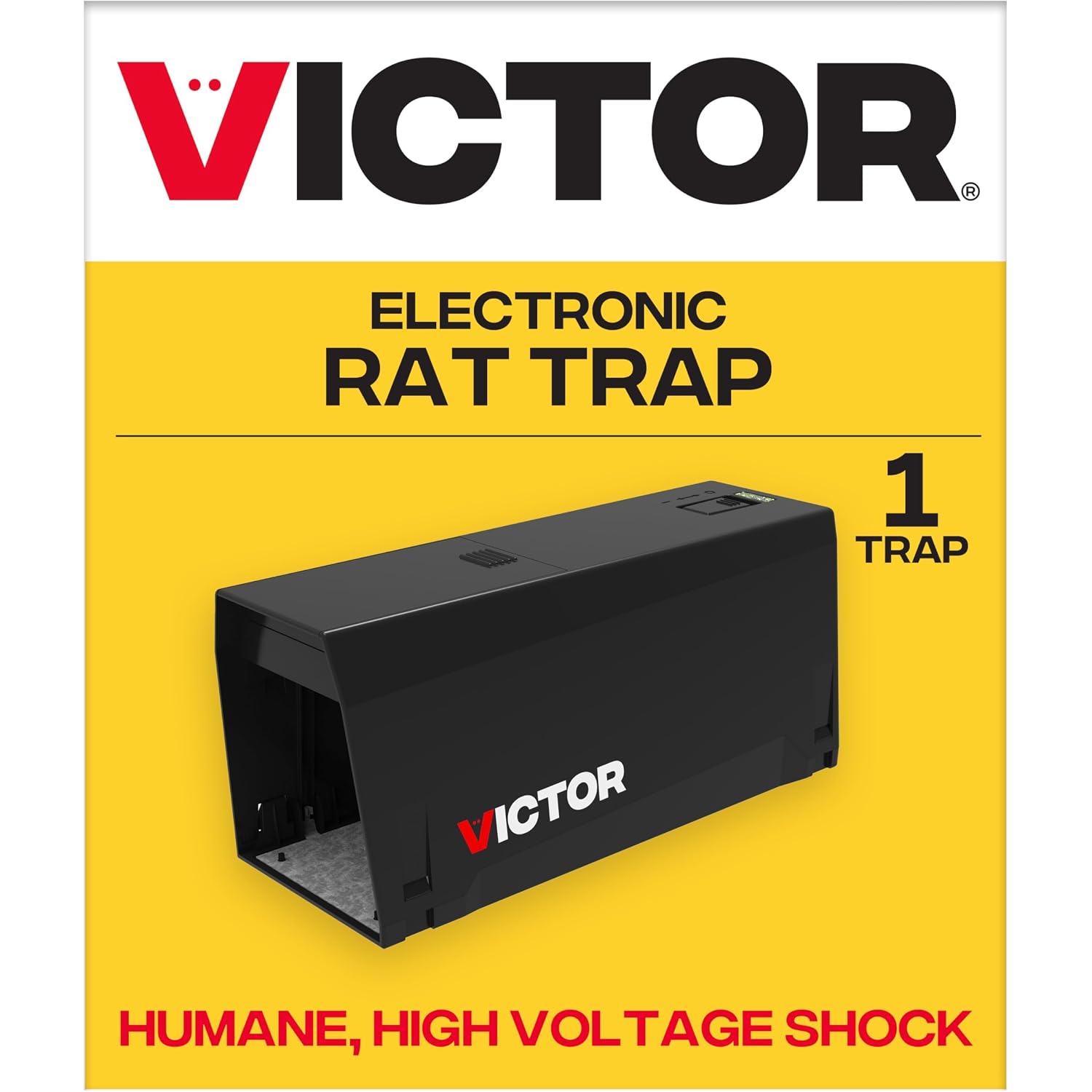 Victor Electronic Rat Trap 1-Pack, Indoor Humane Electric Rodent Killer | Led Battery Indicators, No Touch No See Design, Kills Up To 35 Rats Per 4 Aa Battery Set