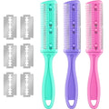 Maitys 3 Pcs Haircut Razor Comb Hair Cutting Comb With 12 Replacement Blades Double Edge Shaper For Salon & Home Styling Split Ends Trimmer Styler For Thick And Thin Hair