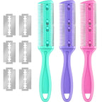 Maitys 3 Pcs Haircut Razor Comb Hair Cutting Comb With 12 Replacement Blades Double Edge Shaper For Salon & Home Styling Split Ends Trimmer Styler For Thick And Thin Hair