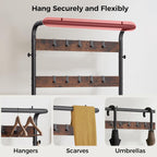 NEWBULIG Hall Tree with Shoe Bench and Coat Rack, 4-in-1 Entryway Organizer with 10 Hooks and Storage Shelf, Rustic Wood Finish Entryway Bench for Mudroom, Living Room, Bedroom, Brown