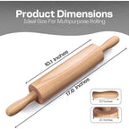 Wooden Rolling Pin – Classic Beech Wood Dough Roller For Baking Pizza, Pastry, Bread, And Cookies