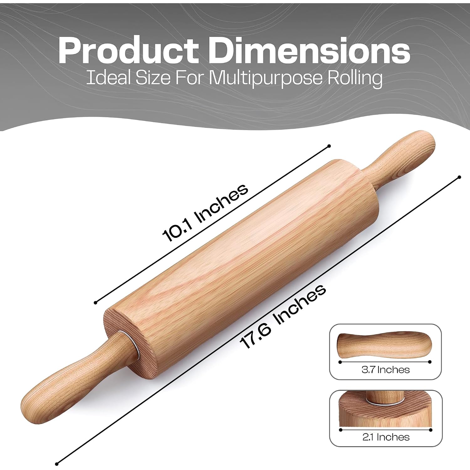 Wooden Rolling Pin – Classic Beech Wood Dough Roller For Baking Pizza, Pastry, Bread, And Cookies