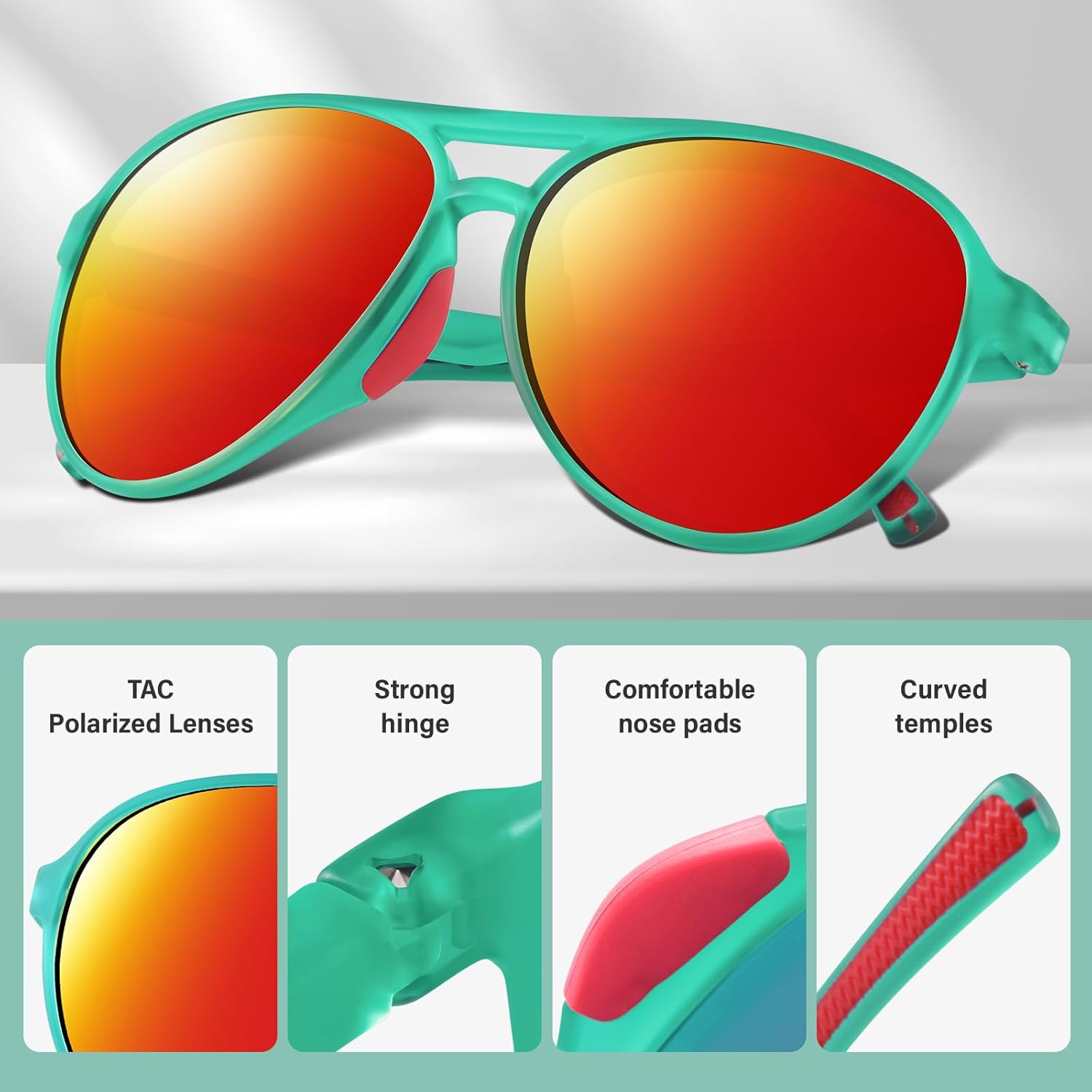 KUGUAOK Polarized Aviator Sunglasses for Women Men Sports Style UV400 Protection Running Sun Glasses Vintage Trendy Shades