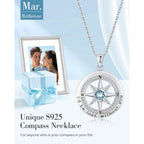 S925 Necklace Gift for Wife |Compass Jewelry |Women Anniversary |Sterling Silver |Girlfriend Birthday Gifts for Her Valentines |I'd be Lost without You |Jewel 18K Gold