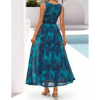 Zesica Women'S Summer Sleeveless Floral Maxi Dress 2026 Casual Crewneck Mesh A Line Flowy Boho Beach Party Long Dresses