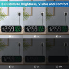 Peakeep Large Display Digital Alarm Clock For Bedroom With Date Day Of Week | Calendar Desk Table Clocks For Living Room Office, Dimmable Plug In Electric Clock Battery Backup, 5 Volumes, Loud, Auto Dst