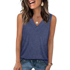 WIHOLL Tank Tops for Women Summer V Neck T Shirts Trendy Sleeveless Basic Tees Fashion Clothing