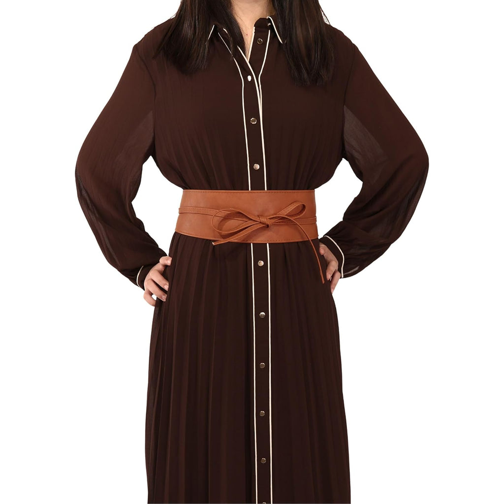 FASHIONGEN - Woman leatherette waisband Obi Belt, MICA