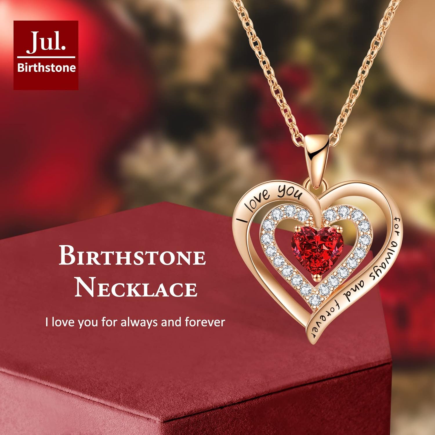 REDBEE Necklaces for Women Birthstone Heart Necklace Jewelry for Wife Girlfriend Woman Necklace