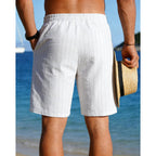 Mens Linen Shorts Casual Drawstring Elastic Waist Lightweight Breathable 7 Inch Inseam Summer Beach Shorts