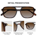 Retro Aviator Sunglasses for Women Men:Polarized Trendy Rectangle Womens Mens Shades Sun Glasses Leopard Brown+black Gray Fade