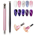 Cat Eye Magnet Nail Art Tool, Cat Eye Magnet Set for Nails, 3-in-1 Round Cat Eye Magnet with Ball Magnets, Magnetic Nail Art Pen, Perfect for Home DIY, Nail Art Design (Magnet Only, No Gel Included)