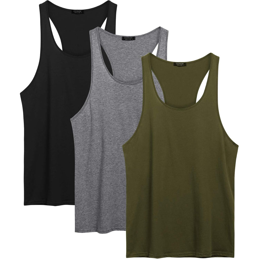 Coofandy Men'S 3 Pack Tank Tops Cotton Performance Sleeveless Casual Classic T Shirts