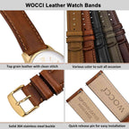 Wocci Quick Release Watch Band, Distressed Genuine Leather, Stainless Steel Buckle, Strap Width 18Mm 19Mm 20Mm 22Mm 24Mm