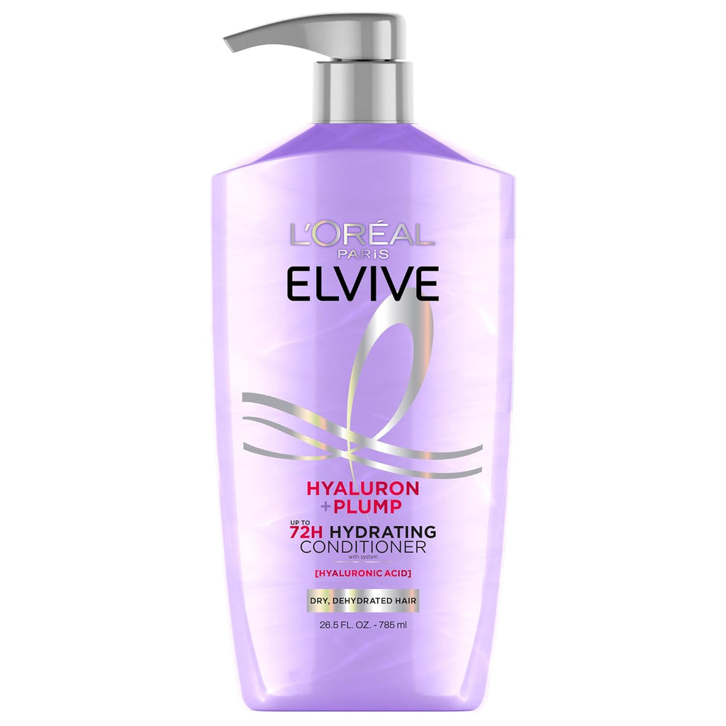 L'Oreal Paris Elvive Hyaluron Plump Hydrating Conditioner For Dehydrated, Dry Hair Infused With Hyaluronic Acid Care Complex, Paraben-Free, 26.5 Fl Oz