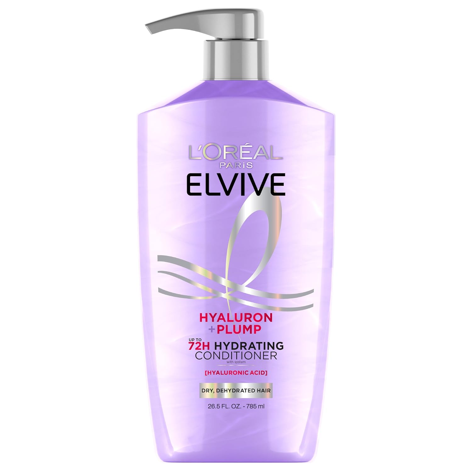 L'Oreal Paris Elvive Hyaluron Plump Hydrating Conditioner For Dehydrated, Dry Hair Infused With Hyaluronic Acid Care Complex, Paraben-Free, 26.5 Fl Oz
