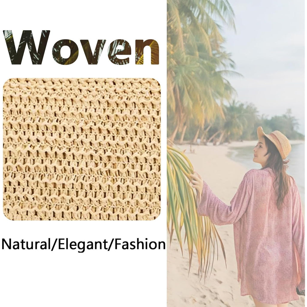 Straw Crossbody Bags For Women Crescent Woven Shoulder Handbag Summer Beach Hobo Purses With Adjustable Strap