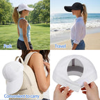 Large Wide Brim Baseball Sun Hats for Women Mesh Quick Dry Sports Hat Outdoor Travel Beach Ponytail Cap Green
