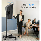 Mobile Tv Cart Stand With Wheels For 23-60" Tvs, Height Adjustable, Portable Floor Stand Holds Up To 88 Lbs, Rolling Tv Mount Max Vesa 400X400Mm