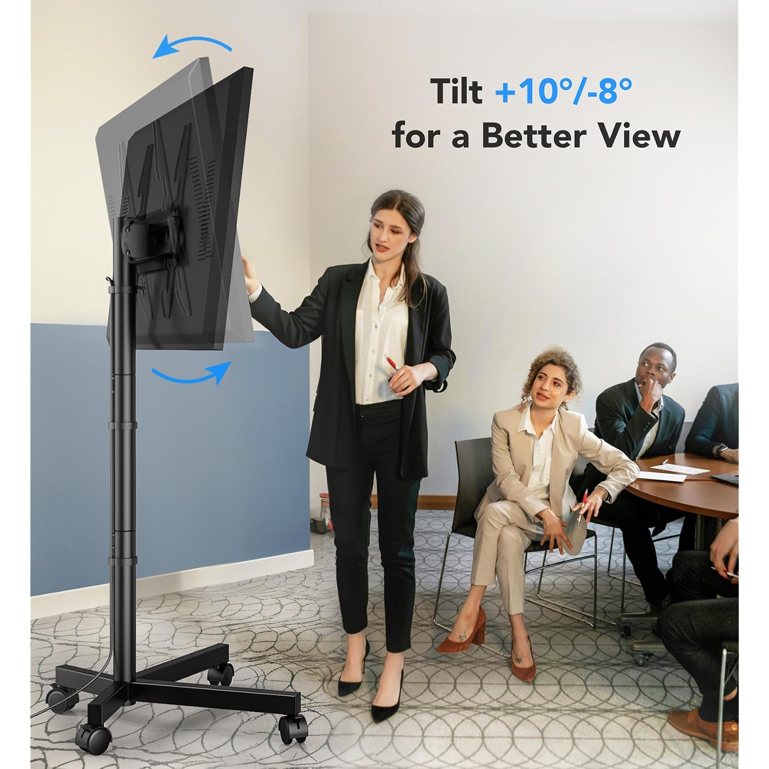 Mobile Tv Cart Stand With Wheels For 23-60" Tvs, Height Adjustable, Portable Floor Stand Holds Up To 88 Lbs, Rolling Tv Mount Max Vesa 400X400Mm