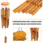 Bamboo Wind Chimes, Deep Tone Wooden Wind Chime Outdoor Garden Decor | Natural Wooden Wind Chimes For Outside With Soothing Tones, Durable Outdoor Design, Easy Hanging Hook, Perfect Garden Decor