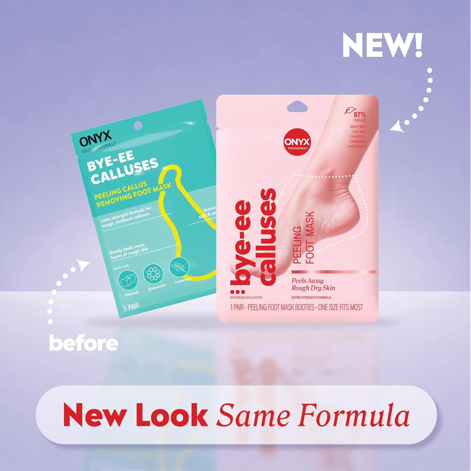 Onyx Professional Foot Peel Mask Callus Remover, 2 pack - Dead Skin Remover, Foot Exfoliator, Cracked Heel Treatment, Peeling Callus Removing Foot Mask Pedicure Kit For Smooth Soft Healthy Feet