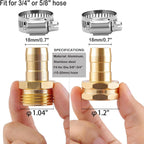 Garden Hose Repair Connector Kit, Fit For 3/4" Or 5/8" Garden Hose Fitting | 5 Set Male And Female Hose Adapter, Water Hose Repair Kit With Clamps