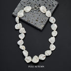 Pearl Choker Necklace for Women Boho Beaded Statement Necklace with Black White Large Freshwater Pearls Silver Fashion Jewelry Gift