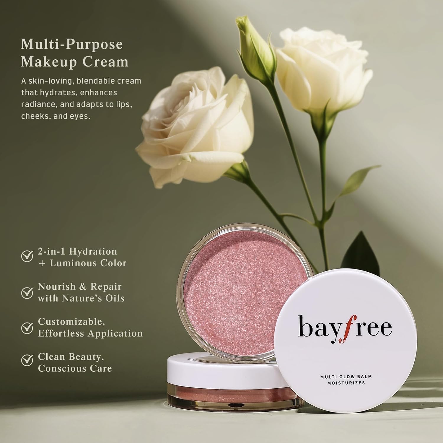 bayfree Multi Glow Balm, Cream Blush for Cheeks, Blush Balm Face Makeup, Radiant Finish, Hydrating, Creamy, Lightweight & Blendable Color, Face Makeup, 0.63 Oz