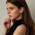 Gold Dangle Earrings 14K Gold Earrings for Women Dangling Earring Sleek Minimalist Twisted Lines Drop Earring for Women Trendy