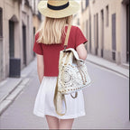 Eiyye Handmade Crochet Backpack For Women Premium Cotton Rope Boho Rucksack With Adjustable Straps Lightweight Woven Shoulder Backpack For Travel Beach & Everyday Casual