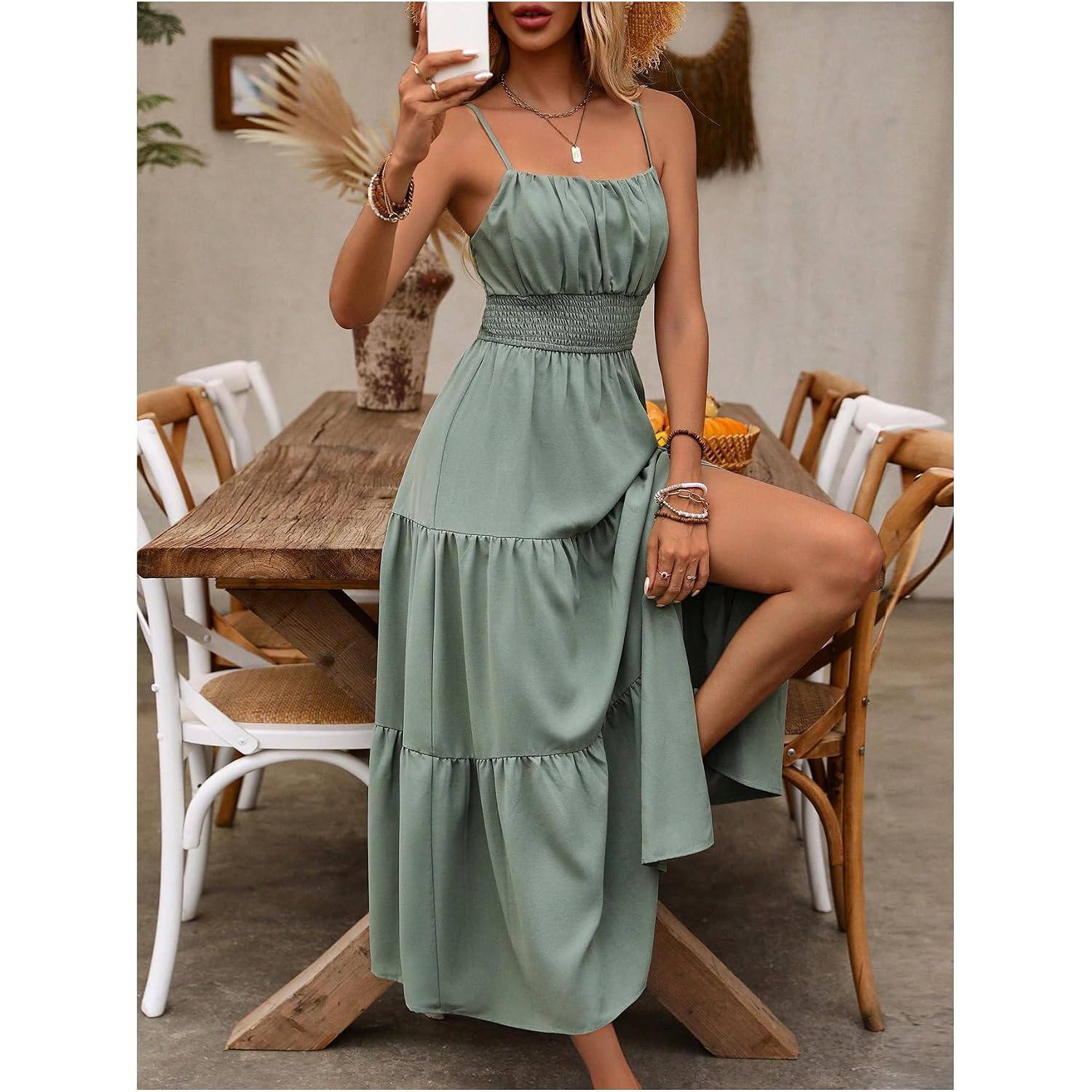 Beaudrm Women'S Summer Maxi Dresses Boho Summer Wedding Guest Dress Beach Vacation Outfits Cruise Flowy Milkmaid Sundresses
