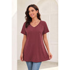 KKG Tops Tunics for Women to Wear with Leggings, Casual Loose Fit V Neck Short/Long Sleeves T Shirt