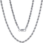 Nuragold 10K White Gold Solid Rope Diamond Cut Chain Necklace 16"-30" (1.5mm-6mm) Made in Italy (Mens Womens Unisex Jewelry