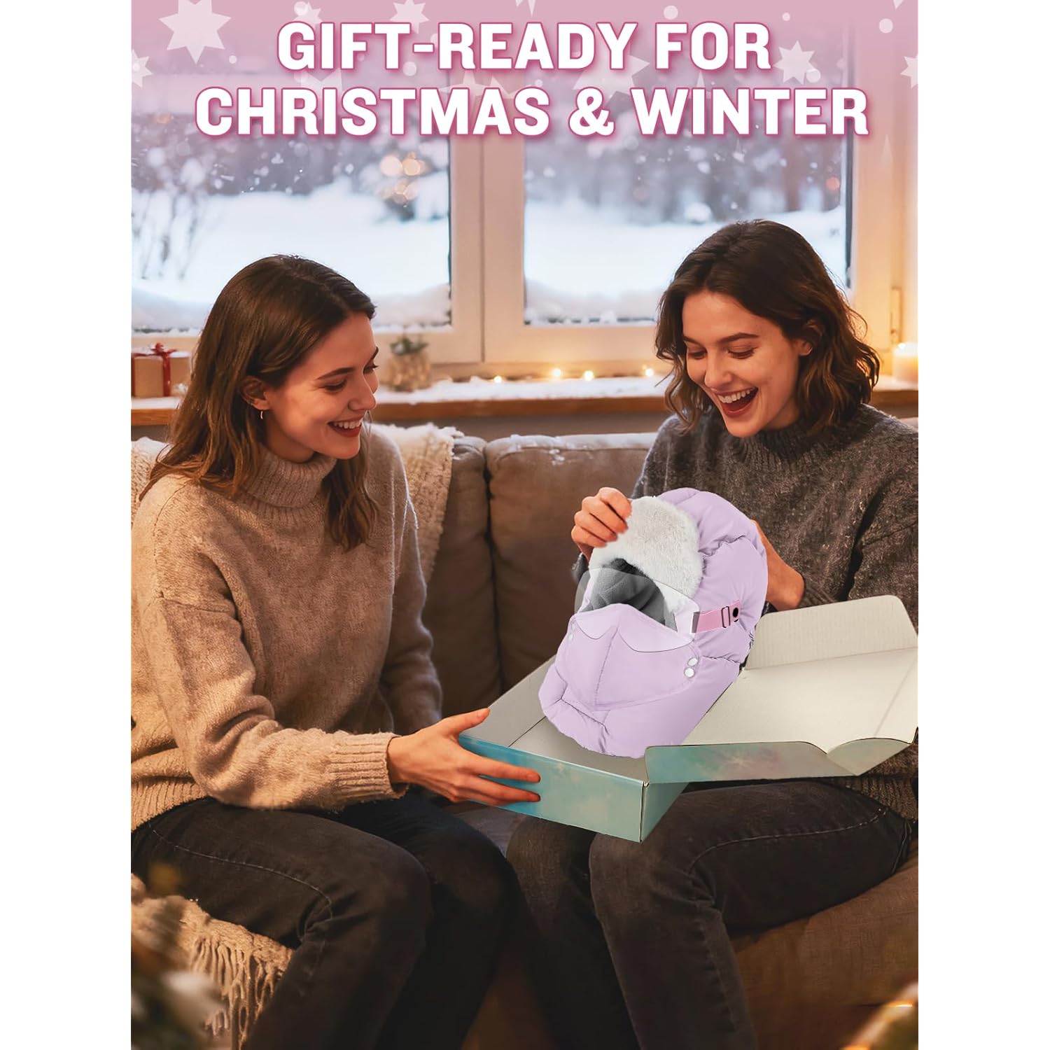 Winter Trapper Hat for Women - Windproof & Waterproof Hat with Removable Mask Goggles Ear Flaps, Purple