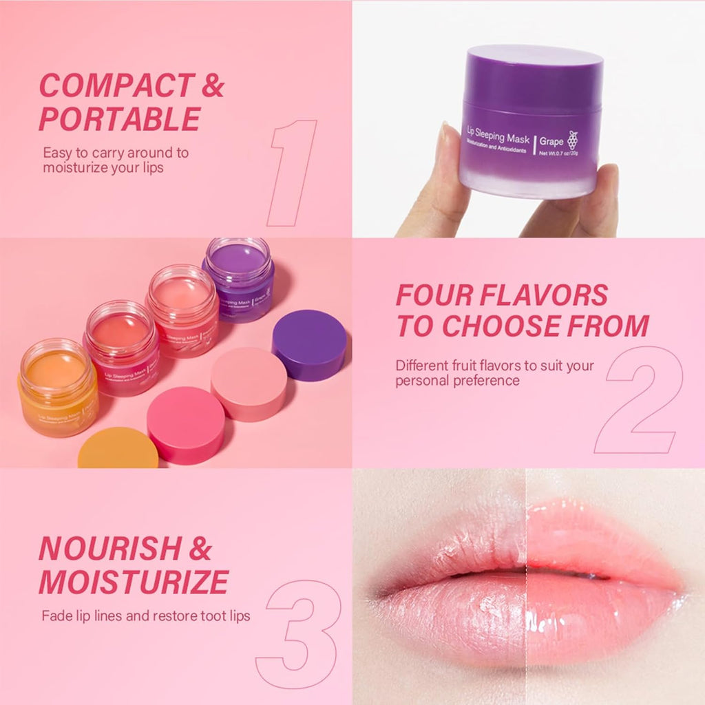 Sleeping Lip Mask, Nourish & Hydrate Lip Mask With Vitamin C, Antioxidants, Lip Balm, Lip Skin Care, Improve Lip Color, Reduce Lip Lines