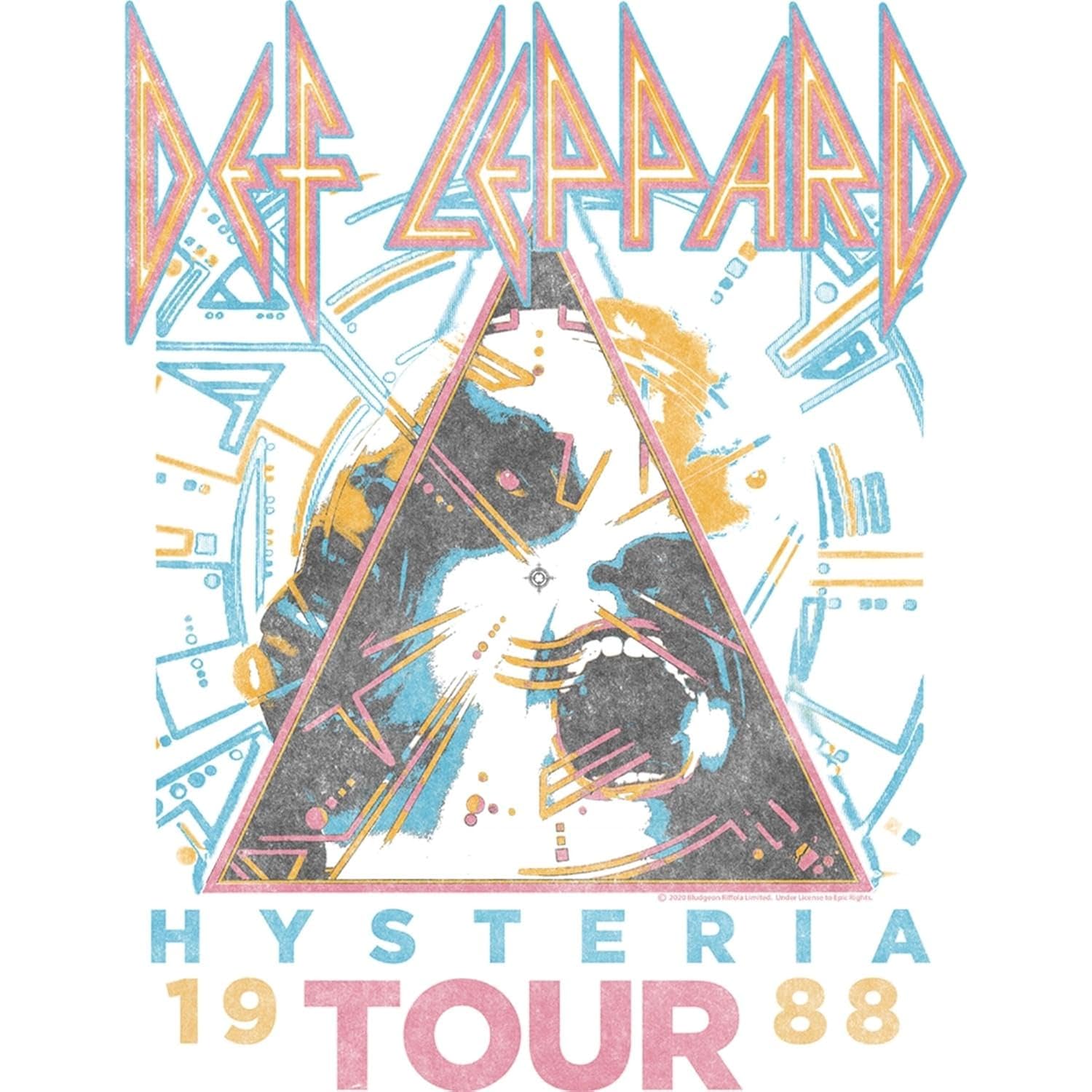 Def Leppard 1980s Heavy Hair Metal Band Rock & Roll Hysteria '88 Adult T-Shirt White
