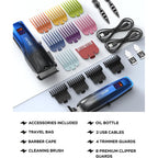 Professional Hair Clippers For Men Cordless & Corded - Rechargeable Barber Clipper & Trimmer Set With Fade Lever For Home Haircuts, Grooming Kit With Guide Combs, With Travel Case