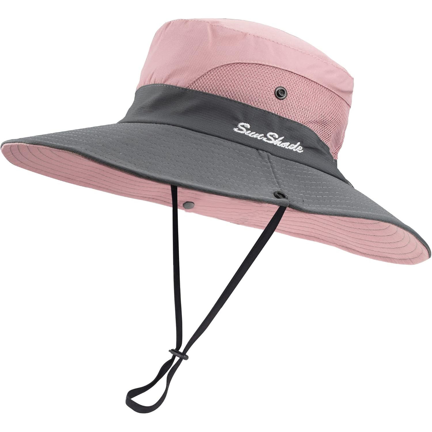 Women's Summer Sun-Hat Ponytail - Outdoor UV-Protection Mesh Wide Brim Foldable Hat with Ponytail Hole