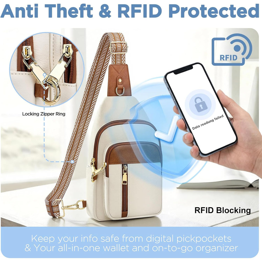 Anti Theft Crossbody Bags For Women Rfid Sling Bag, Vegan Leather Cross Body Travel Purse For Women Men
