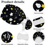 Women'S Working Caps Bouffant Surgical Cap With Bow Scrunchies Little Daisy Art Paint Ponytail Holder Tie Back Scrub Hat