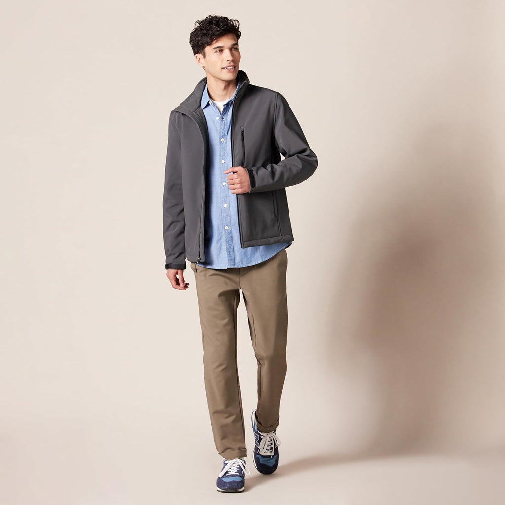 Amazon Essentials Men'S Regular-Fit Long-Sleeve Lightweight Cotton Chambray Shirt With Pockets
