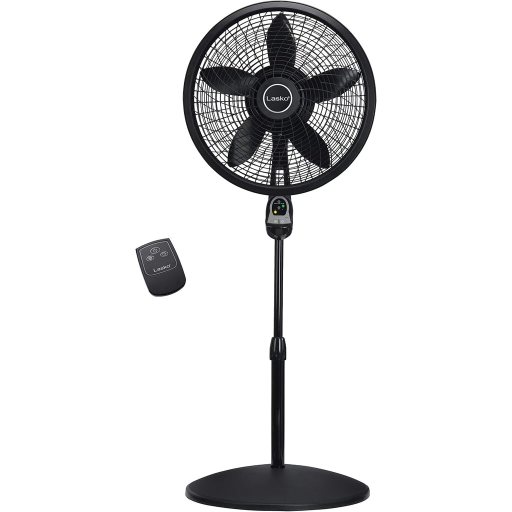 Lasko Oscillating Cyclone Pedestal Fan With Remote Control - Cooling Standing Fan For Bedroom, Living Room, And Home Office - Adjustable Height - 3 Quiet Speeds - 1843 - 18" Blade Diameter - Black