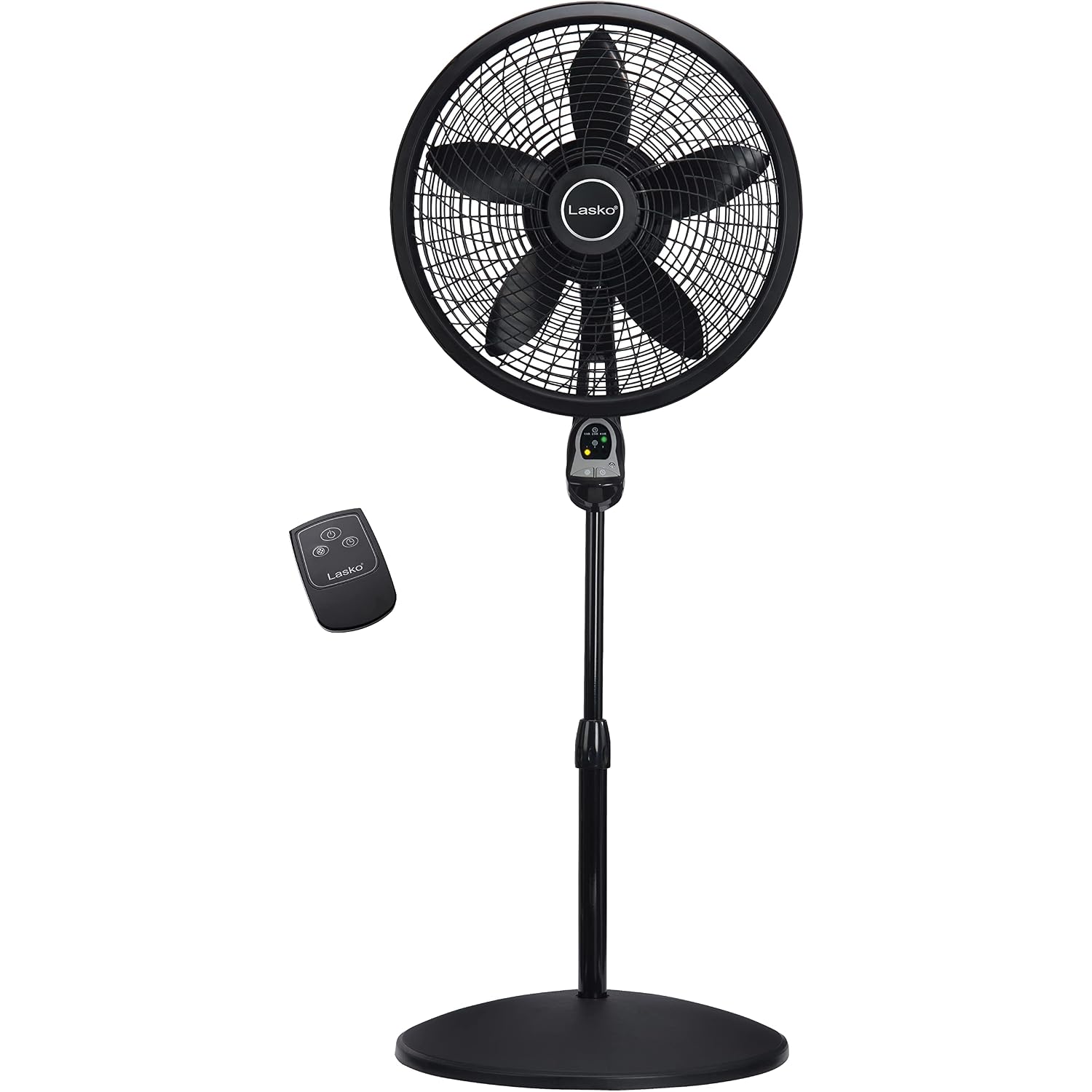 Lasko Oscillating Cyclone Pedestal Fan With Remote Control - Cooling Standing Fan For Bedroom, Living Room, And Home Office - Adjustable Height - 3 Quiet Speeds - 1843 - 18" Blade Diameter - Black