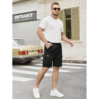 Plepan Men'S Casual Cargo Shorts Classic Stretch Waist Drawstring Outdoor Work Shorts With 6 Pockets