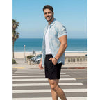 Rqp Men'S Cotton Casual Shorts Classic-Fit 5" Chino Shorts Elastic Waist Daily Wear Dress Shorts
