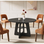Round Dining Table For 4-6, 47" Kitchen Table For Dining Room, Modern Black Dining Table, Circle Kitchen Table For Living Room, Apartment
