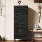 Tall Dresser With 6 Drawers,Vertical Bedside End Table & Chest For Bedroom,Black Storage Tower Dorm Nightstand With Fabric Drawer Organizer Unit Furniture In Living Room,Closet,Hallyway