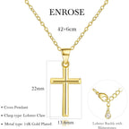 ENROSE 14K Gold Cross Necklace for Women Small Cross Necklace for Women 14K Gold Necklaces for Womens Trendy Modern Minimalist Inspiration Golden Jewelry for Womens Crosses Pendant (A-Cross)